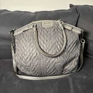 Coach 70th Anniversary Madison Chevron Quilted Nylon Lindsey Satchel 18634 Grey